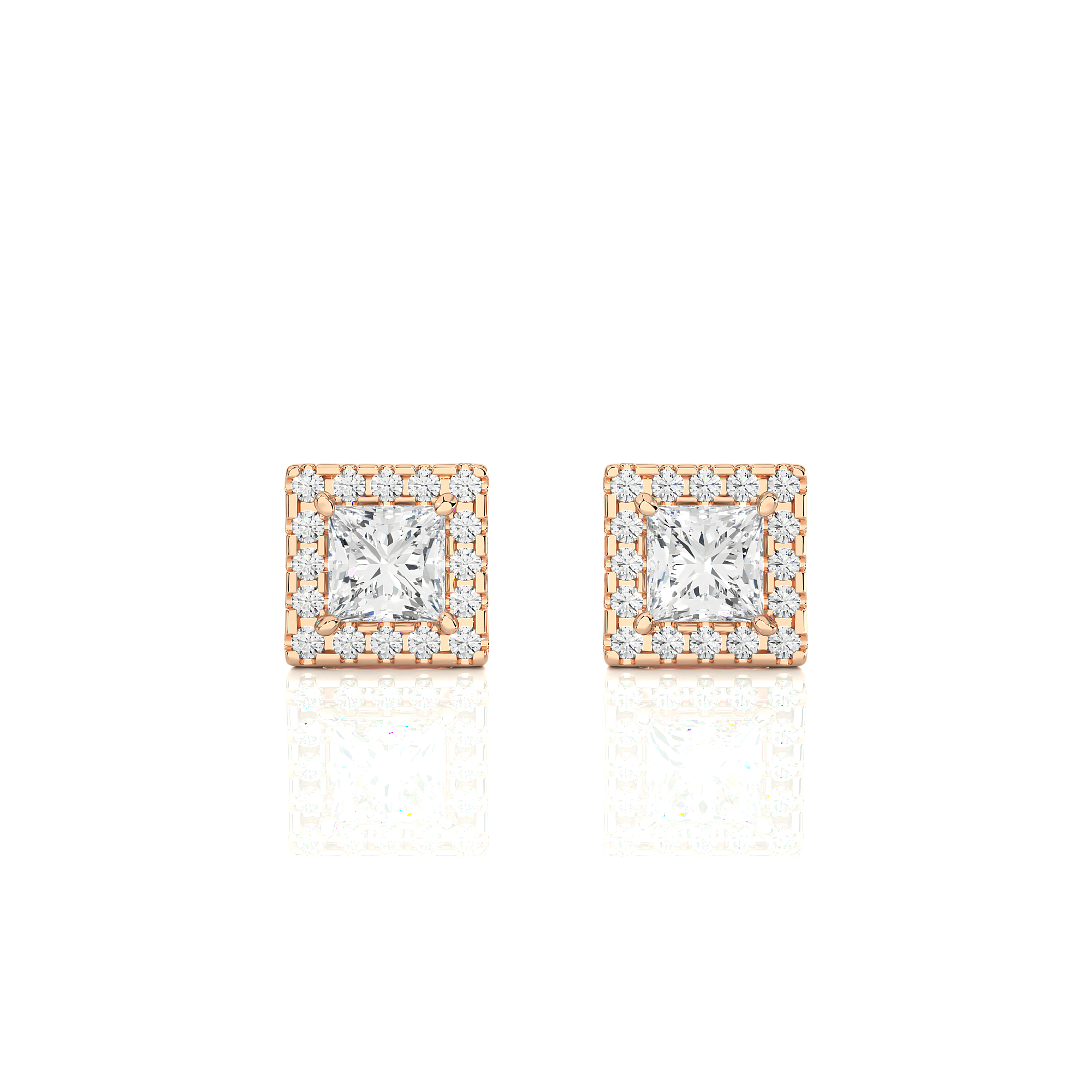 Square diamond stud earrings