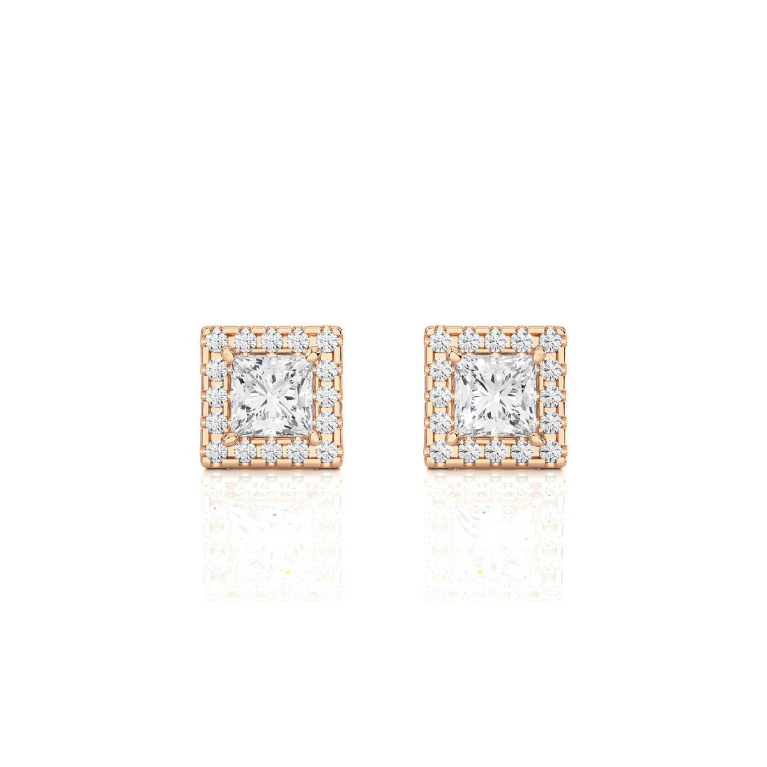 Square diamond stud earrings