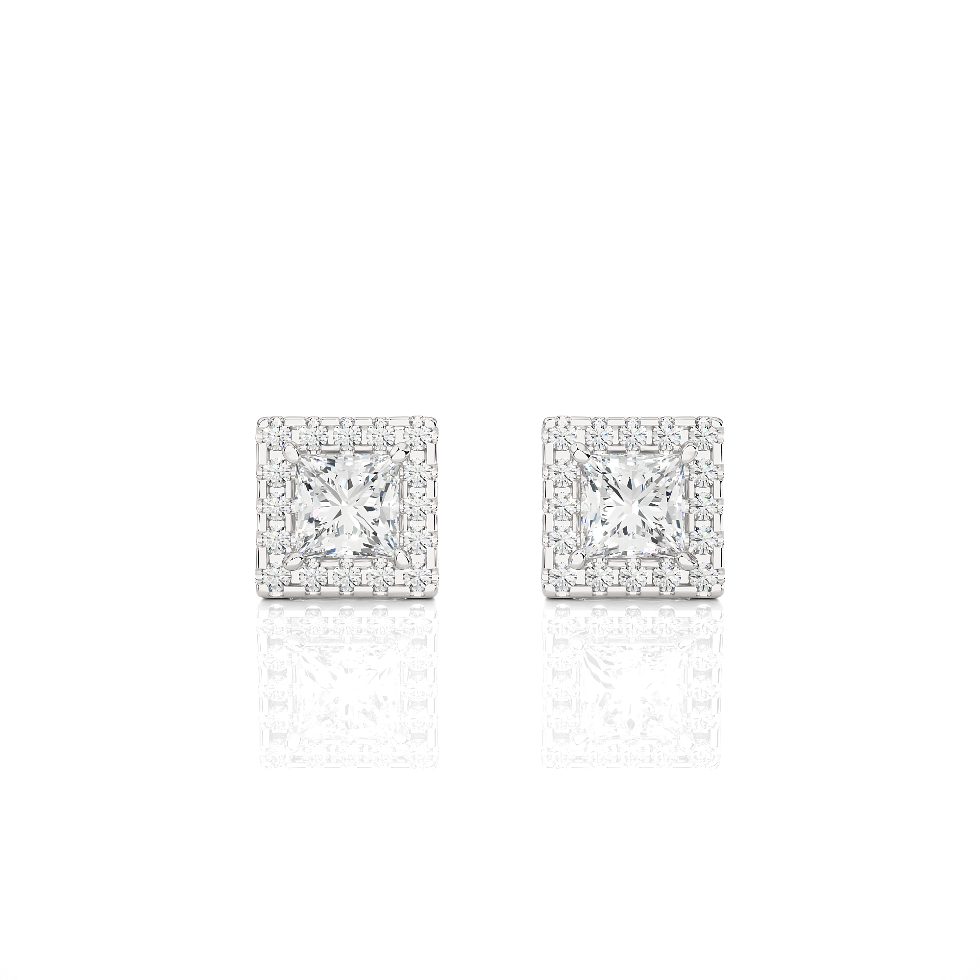 Square diamond stud earrings