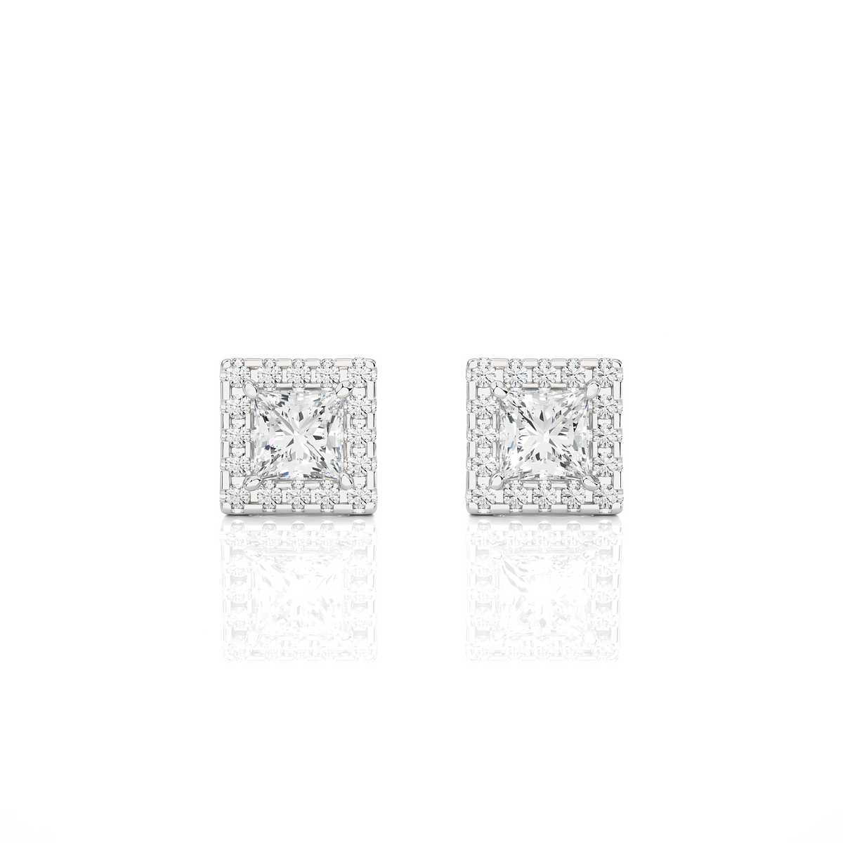 Square diamond stud earrings