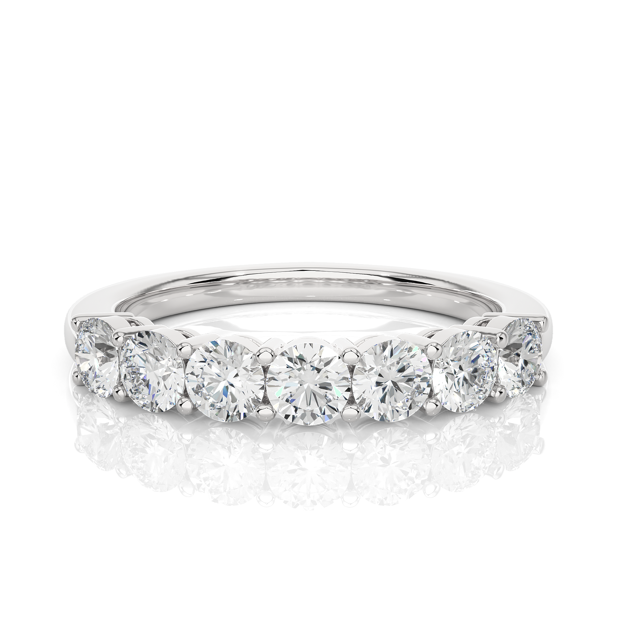 Round Cut Half Eternity Wedding Band