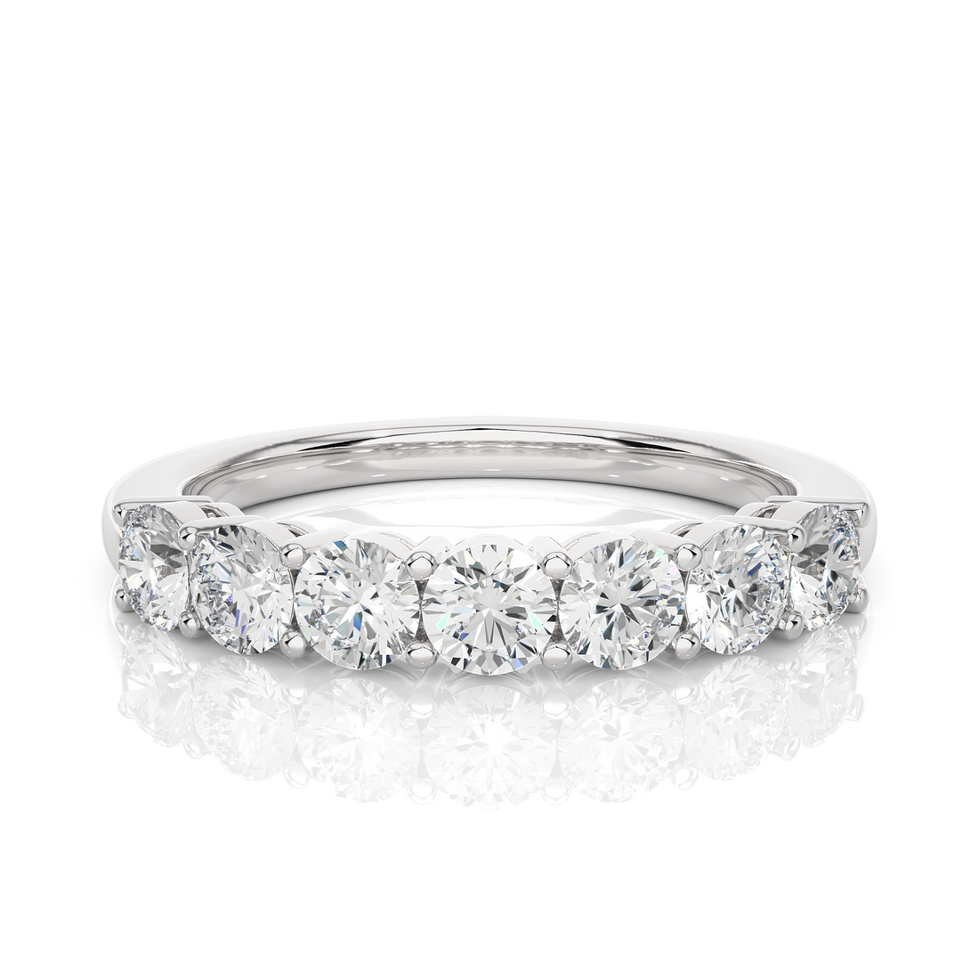 Round Cut Half Eternity Wedding Band