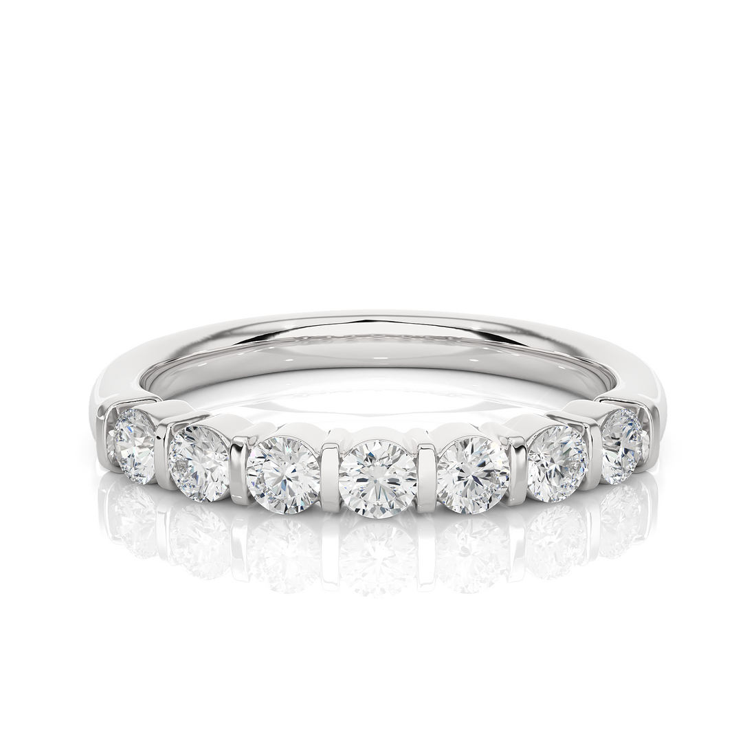 Bar-Set Half Eternity Wedding Band