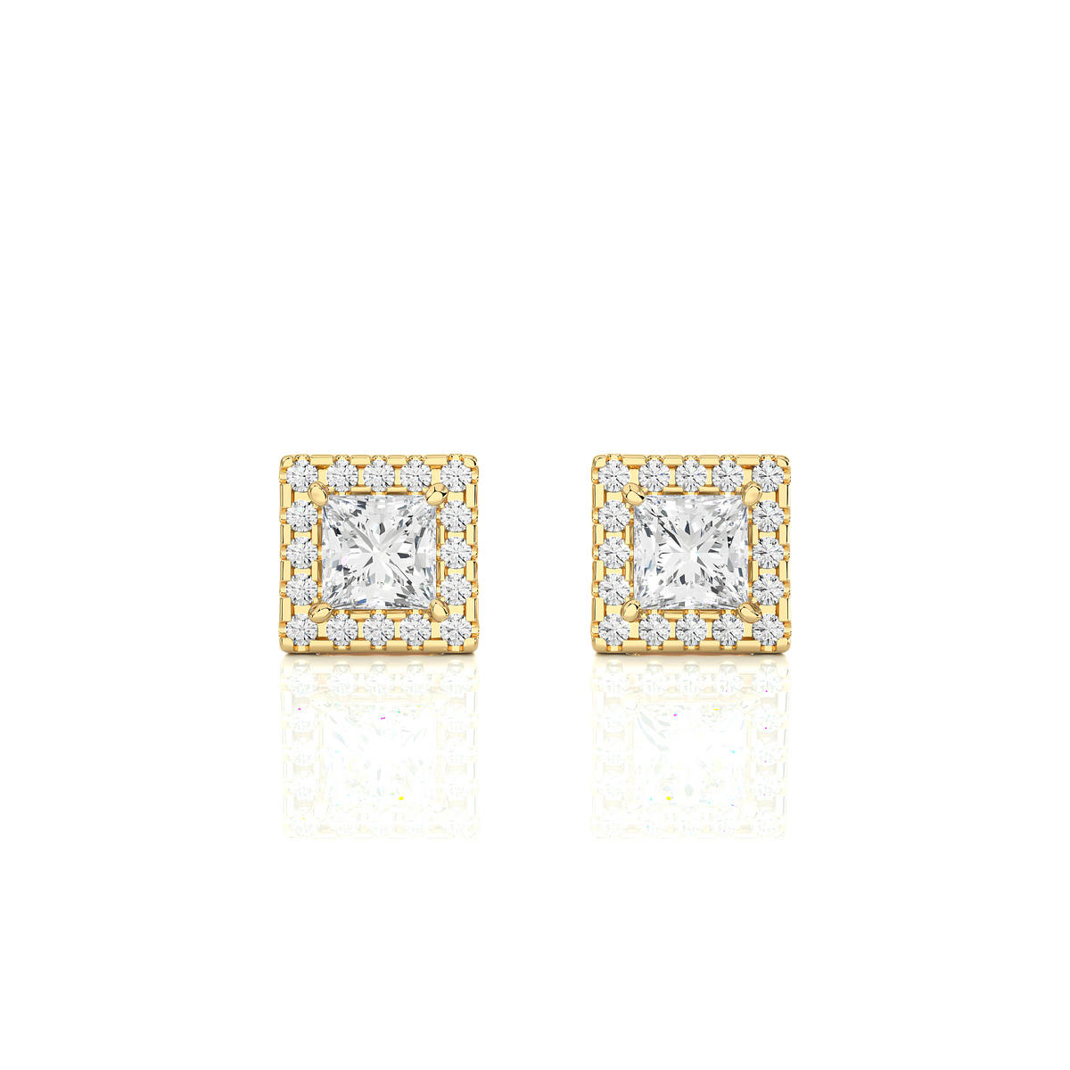 Square diamond stud earrings