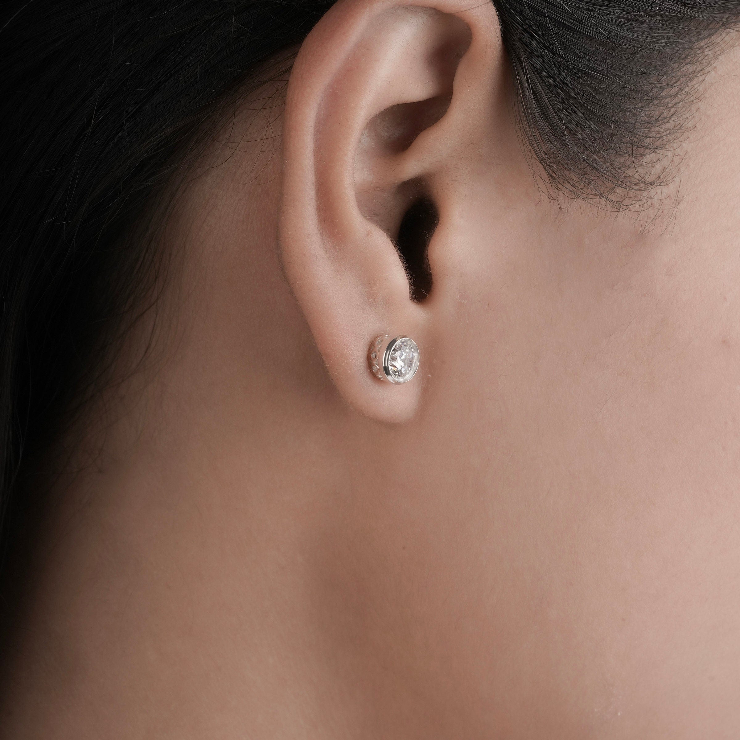 Bezel-Set Diamond Earrings