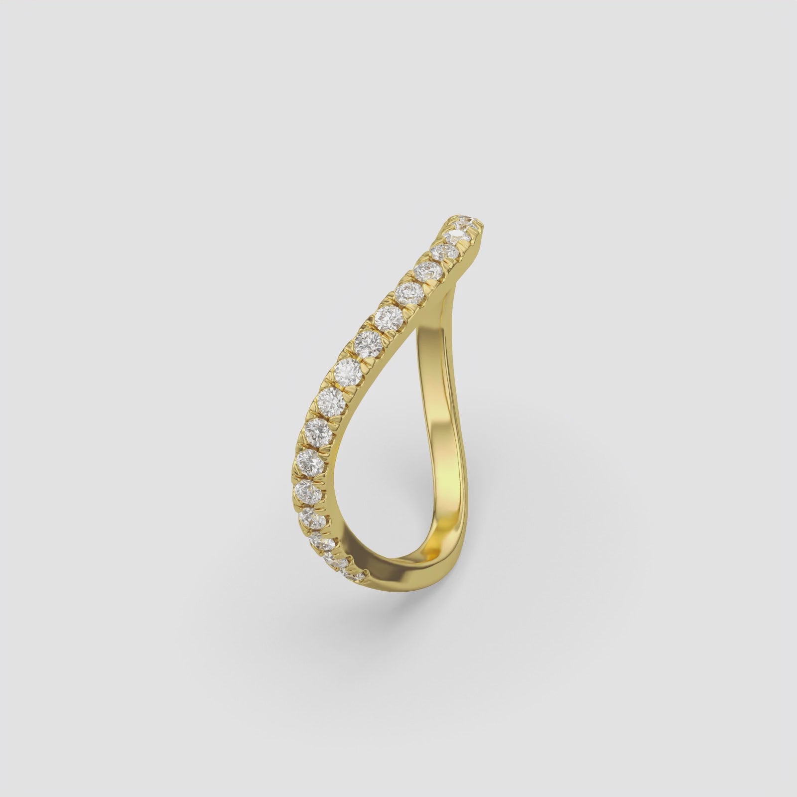 Diamond Sleek Wave Ring 14K Yellow Gold