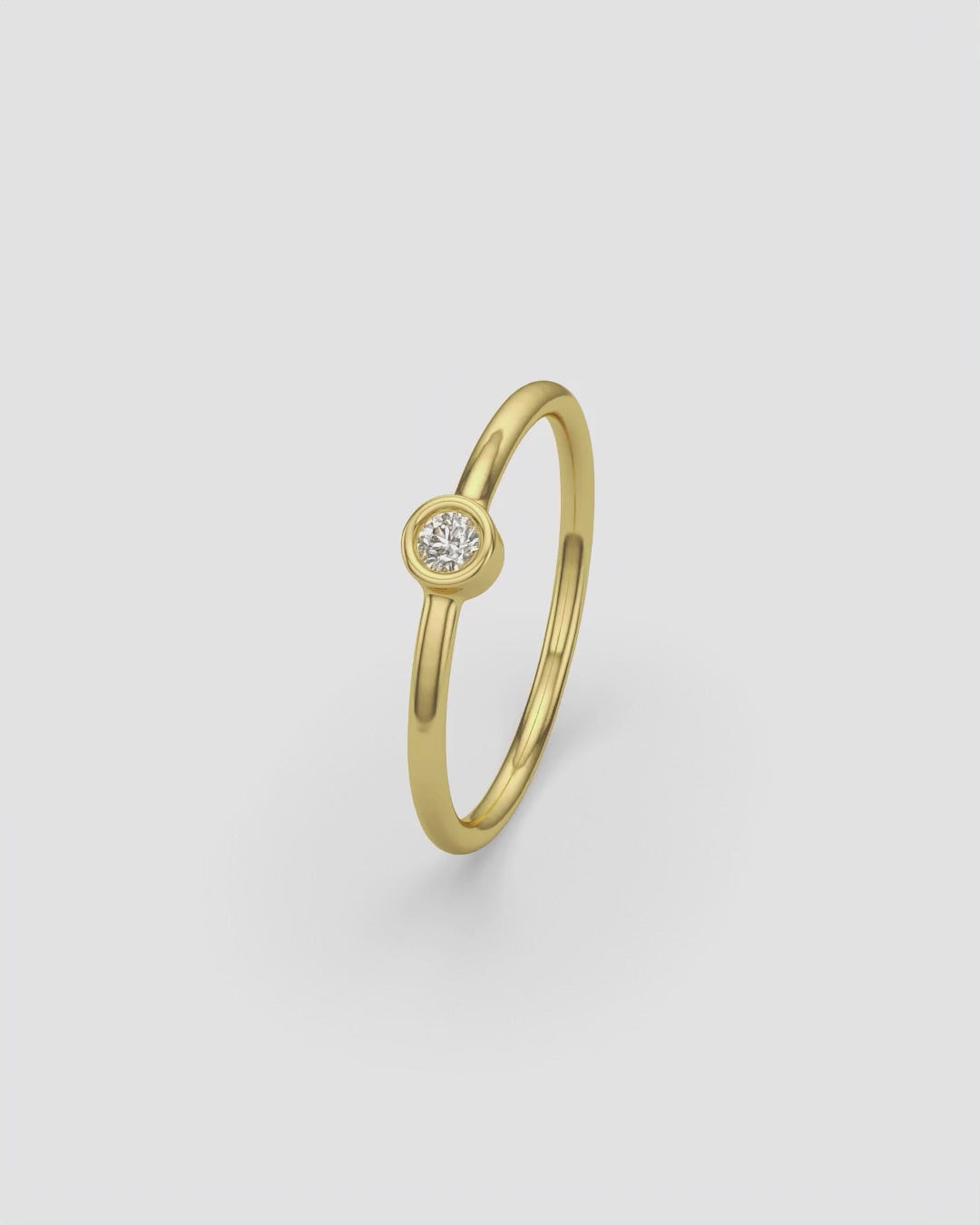 Round Solitaire Diamond Ring 18K Yellow Gold
