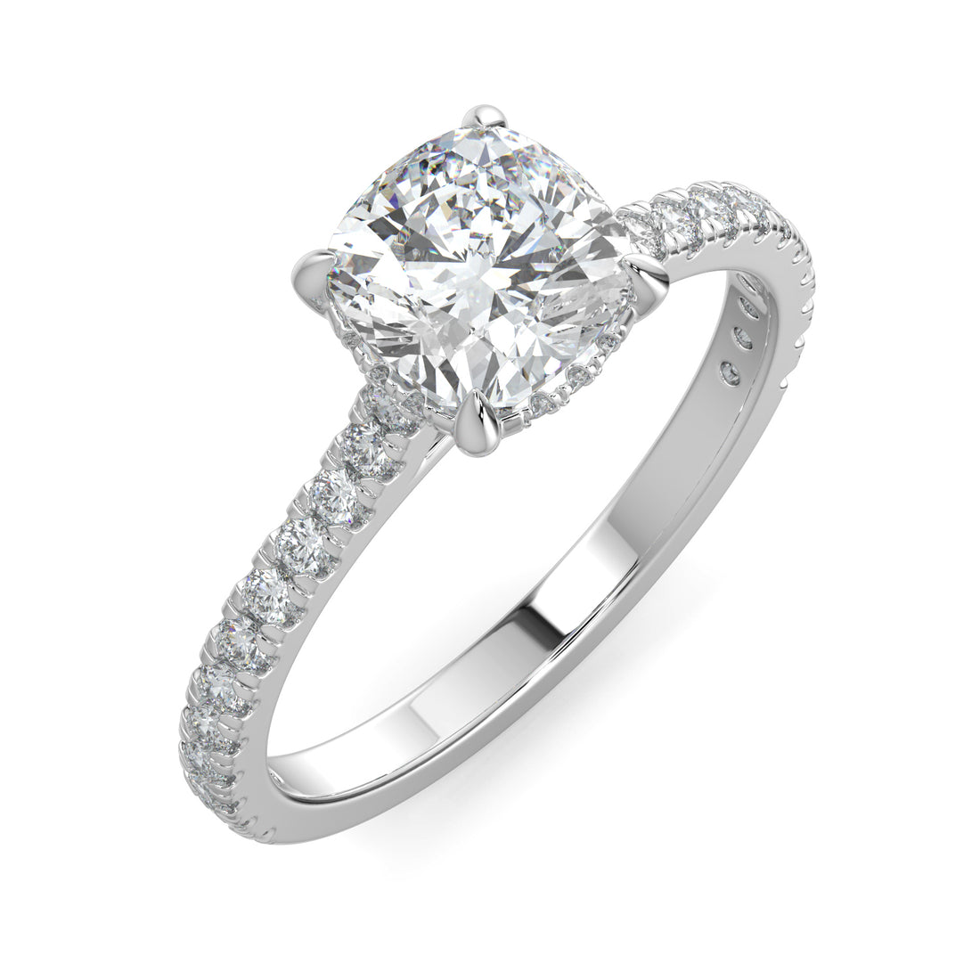 Hidden Halo Cushion-Cut Engagement Ring