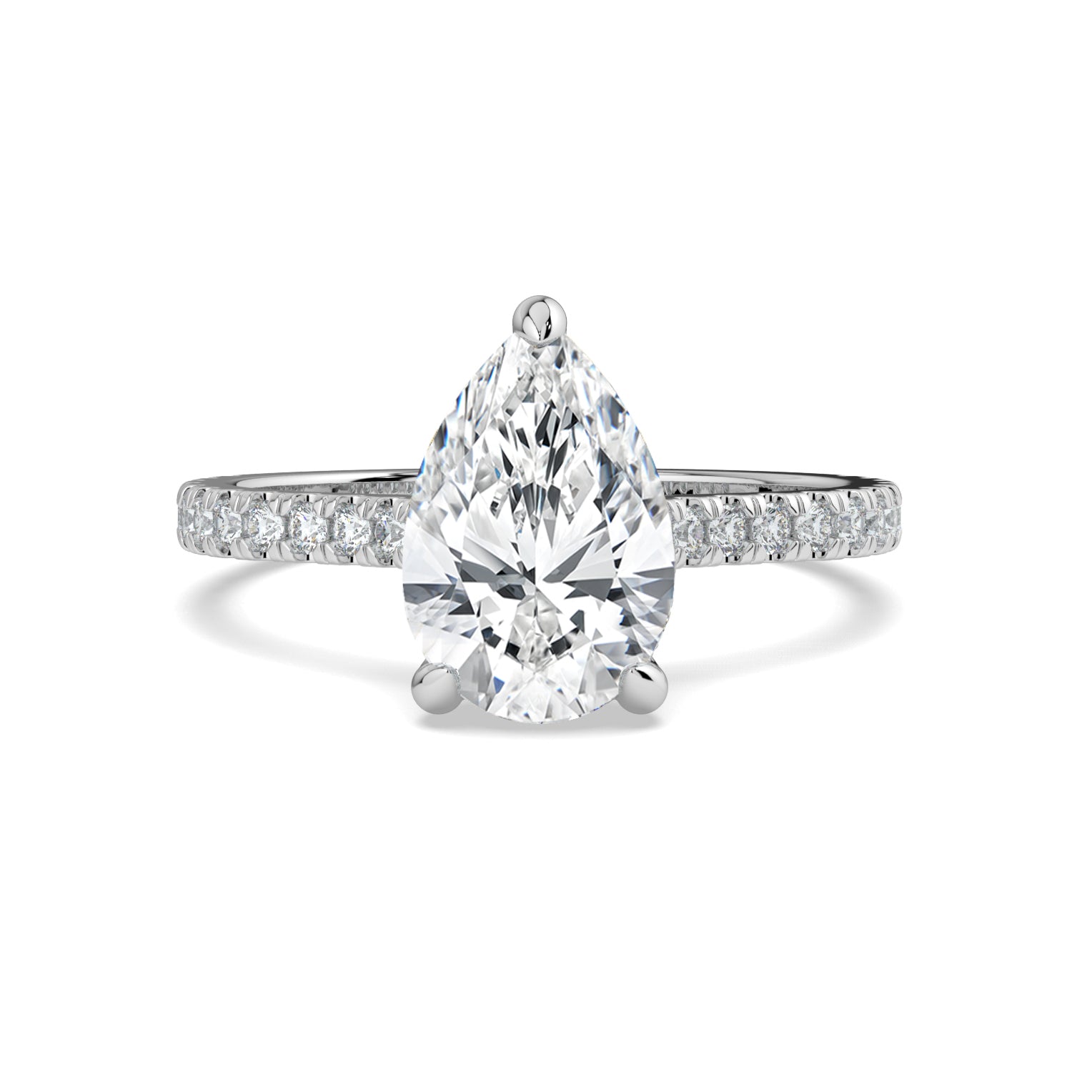 Pear-Cut Hidden Halo Pavé Engagement Ring