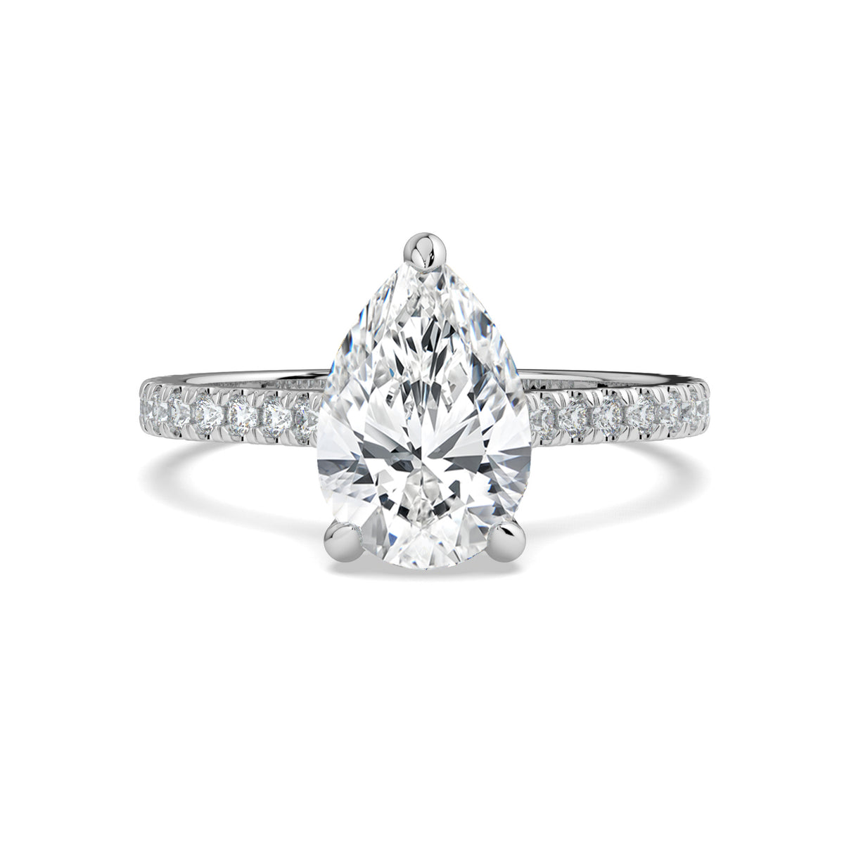 Pear-Cut Hidden Halo Pavé Engagement Ring