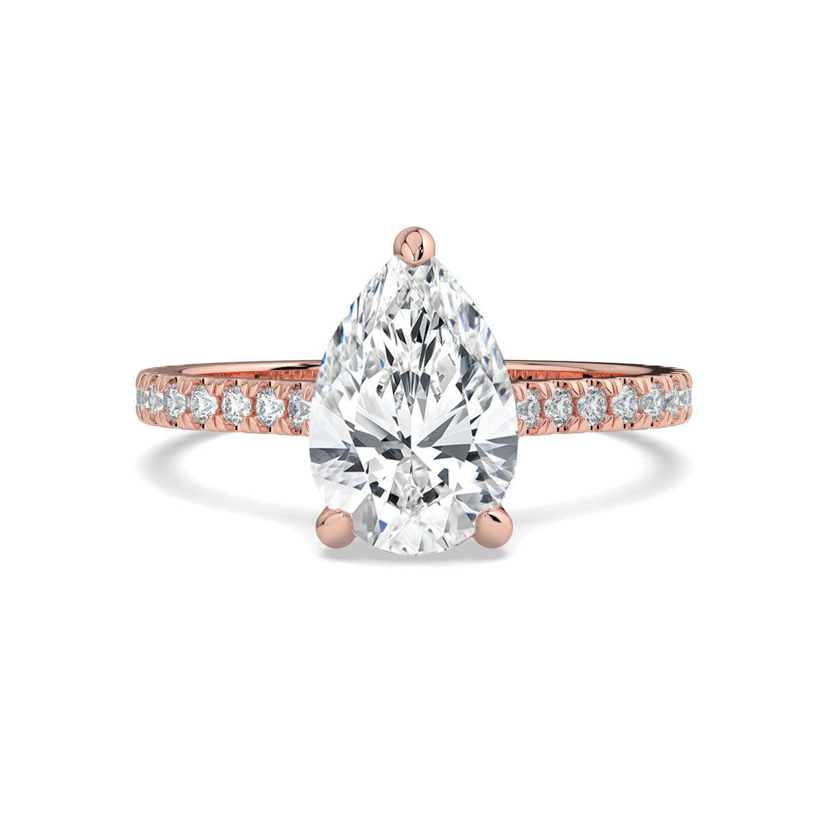 Pear-Cut Hidden Halo Pavé Engagement Ring