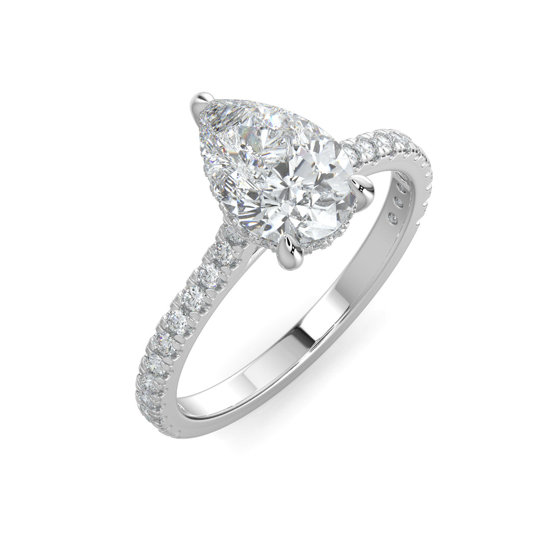 Pear-Cut Hidden Halo Pavé Engagement Ring