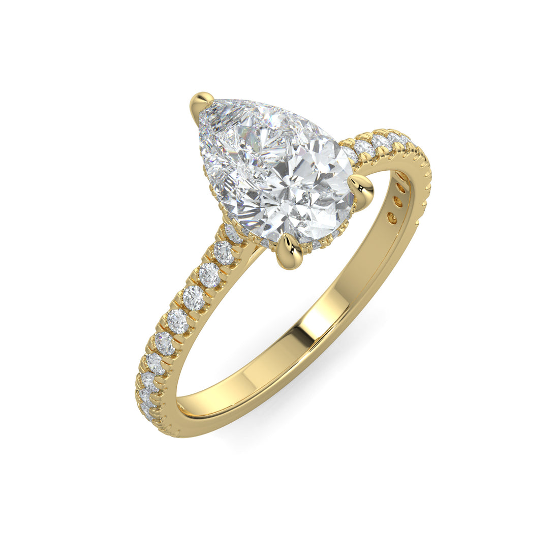Pear-Cut Hidden Halo Pavé Engagement Ring